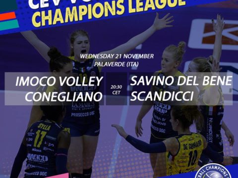 CEV CHAMPIONS LEAGUE: ESORDIO CON DERBY! DOMANI IMOCO-SAVINO DEL BENE SCANDICCI AL PALAVERDE (20.30)