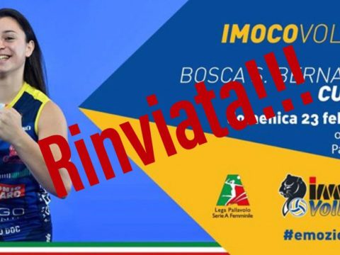 RIMBORSO BIGLIETTI IN PREVENDITA DI IMOCO-BOSCA CUNEO DEL 23/2 RINVIATA