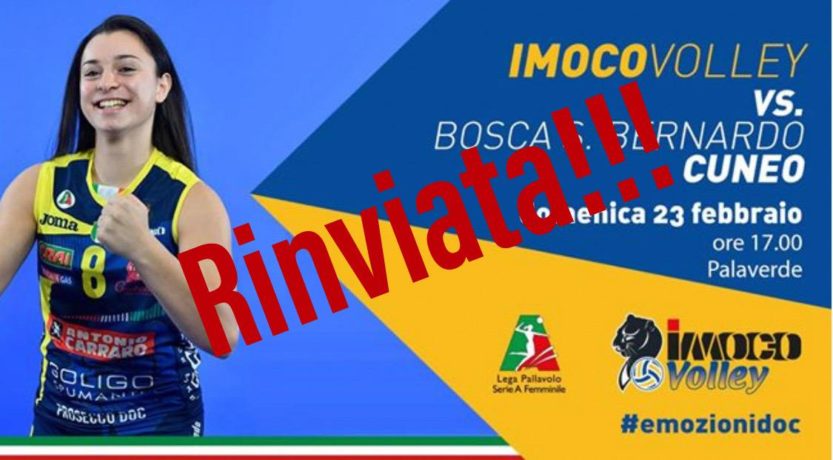 RIMBORSO BIGLIETTI IN PREVENDITA DI IMOCO-BOSCA CUNEO DEL 23/2 RINVIATA