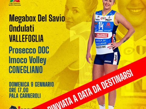 RINVIATO IL MATCH DI DOMENICA A URBINO