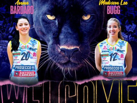 UNA NOVITA’ E …MEZZA PER LA PROSECCO DOC IMOCO VOLLEY 23/24! AL PALLEGGIO LA REGISTA USA MADISON BUGG EX ROMA E MULHOUSE, IL SECONDO LIBERO E’ ANNA BARDARO, DA PANTERINA A PANTERA!