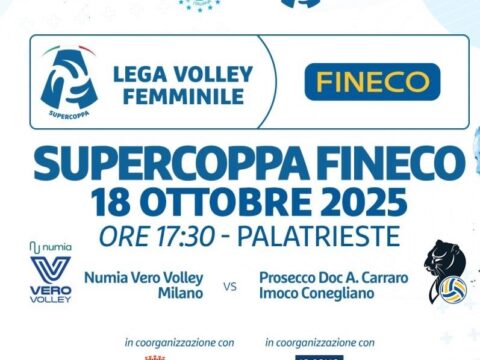 SUPERCOPPA FINECO A TRIESTE IL 18 OTTOBRE, VIA ALLA PREVENDITA PER LA SFIDA ALLA VERO VOLLEY