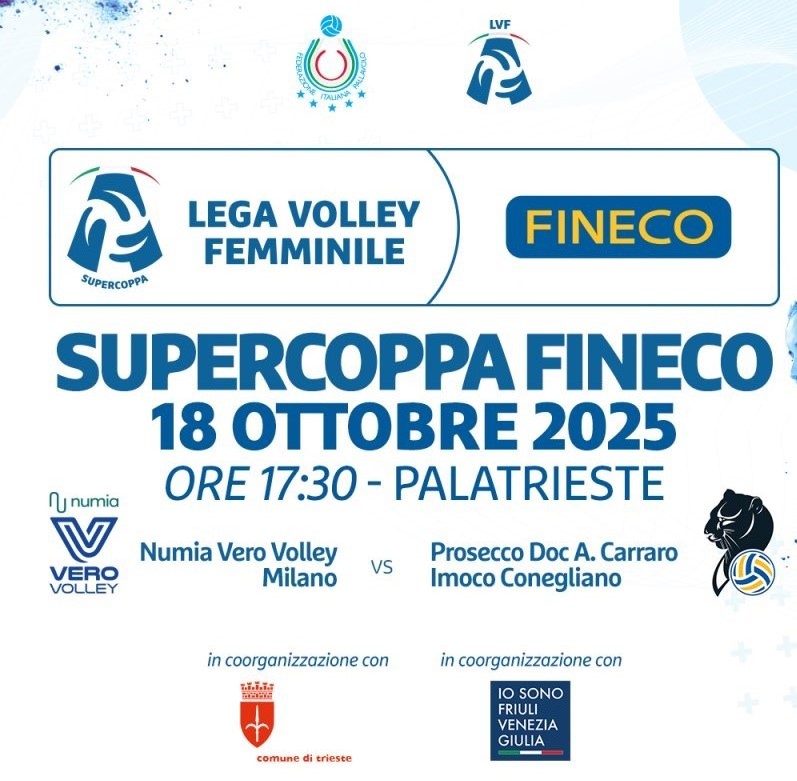 SUPERCOPPA FINECO A TRIESTE IL 18 OTTOBRE, VIA ALLA PREVENDITA PER LA SFIDA ALLA VERO VOLLEY