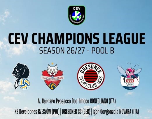 SORTEGGI CEV CHAMPIONS LEAGUE: PER LE PANTERE DERBY NEL GIRONE, C’E’ NOVARA OLTRE ALLA CLASSICA CON RESOVIA (POL) E LE TEDESCHE DI DRESDA.