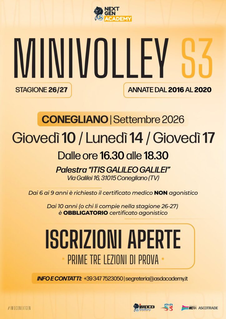 MINIVOLLEY S3 EM CONEGLIANO – INÍCIO DOS REGISTROS E DIAS DE TESTE!